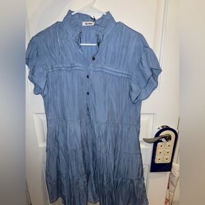 Blue Button-Down Dress